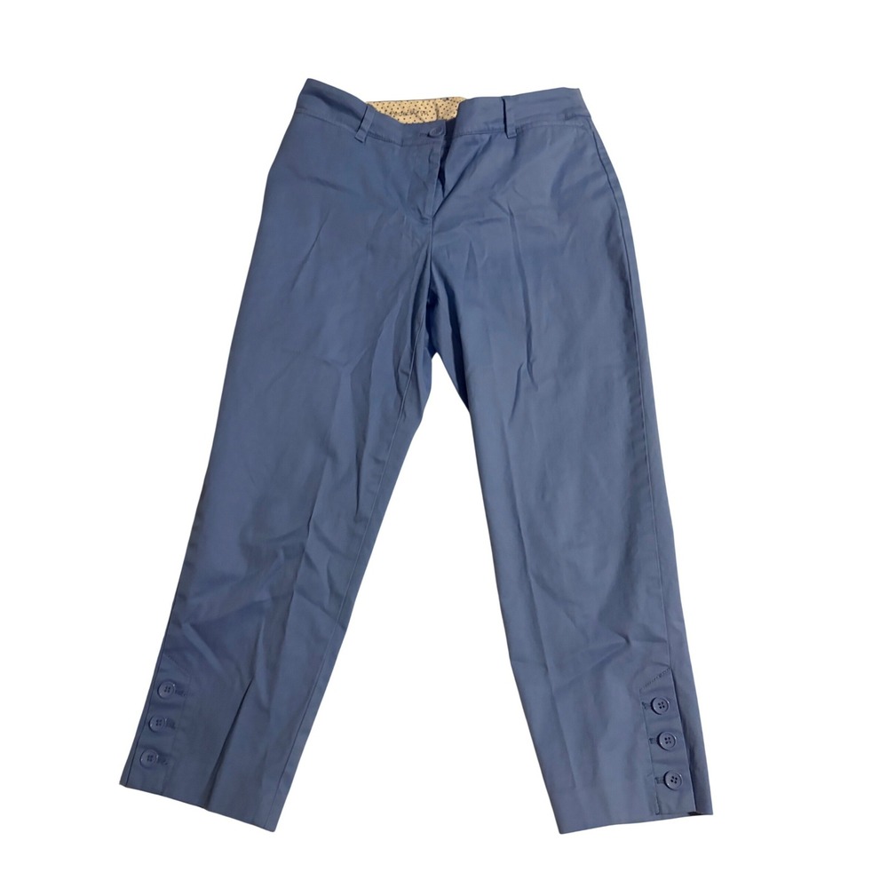 Talbots Perfect Crop Pants Periwinkle Blue Button Ankle Detail Size 2P